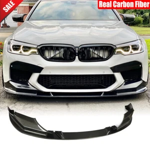 Fit For BMW 5 Series F90 M5 2017-2020 Real Carbon Fiber Front Bumper Lip Spoiler - Picture 1 of 12
