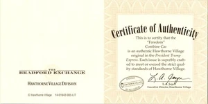 President Trump Freedom Car Bradford Exchange COA Cert of Authenticity CARD ONLY - Bild 1 von 2