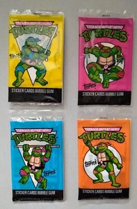 teenage mutant hero turtles ungeöffnete Packungen alle 4 Turtles 1990 Karten Packungen TMNT - Bild 1 von 9