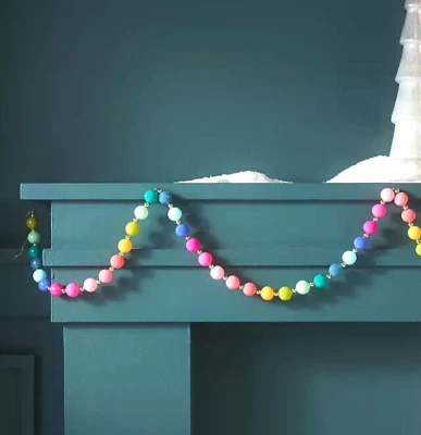 Guirnalda Adorno Vidrio Ciruela Azúcar Anthropologie Navidad Arco Iris Colores 63" NUEVA Foto 1 de 3