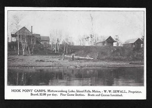 Vintage Advertising Real Photo Card Hook Point Camps Island Falls Maine - Picture 1 of 2