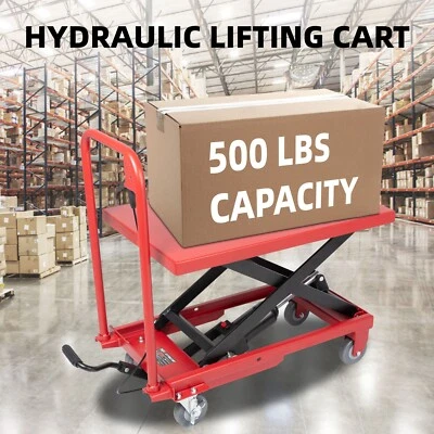 500 lbs. Hydraulic Scissor Lift Table Cart Material Handling and Transportation - Image 1 of 4