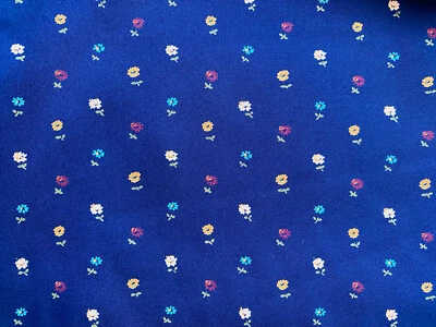 5+ yardas De Colección Años 80 90 Azul Marino Pequeño Floral Tela Sintética ¿Acetato o Rayón? 60" w Foto 1 de 3