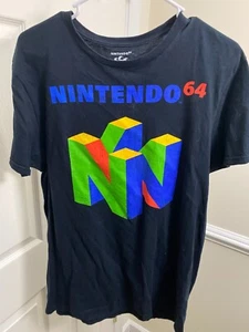 Nintendo N64 Classic Logo Men's Black Short Sleeve Screen Printed T-Shirt - Picture 1 of 3