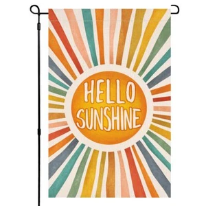 BLKWHT Hello Sunshine Summer Garden Flag 12x18 Vertical Double Sided Colorful... - Picture 1 of 8