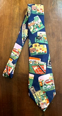 Vtg Graphic Tie by Don Loper "A Day Off" 100% Silk Made in USA 1960's Graphic - Image 1 of 4