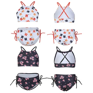 Kids Girls Swimsuit Swimming Bikini Summer Beachwear Water Park Tankini Set - Picture 1 of 36