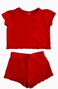 Janie and Jack, Girls 2 Piece Crop Top And Shorts Set, Red, Size 7US Kids Cotton - Picture 1 of 5