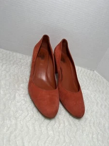 SANTONI ROSE COLLECTION Suede Leather Opera Pump Block Heel Shoes Size 40 US 9.5 - Picture 1 of 12