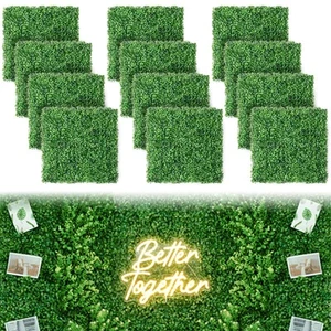 12 pcs 20"×20" Boxwood Panels, Artificial Grass Wall Panels Fake Greenery Wal... - Picture 1 of 9