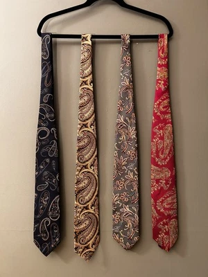 Paul Stuart Mens 100% Silk Necktie Lot (4) Paisley USA Made Gentlemen Luxury - Image 1 of 4