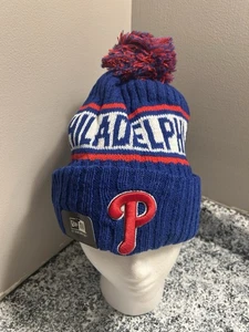 MLB PHILADELPHIA PHILLIES NEW ERA WINTER KNIT CUFFED POM BEANIE HAT - Picture 1 of 5