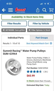 Summit G3964, water pump pulley, V-belt, 2 groove, aluminum, long pump, EACH - Bild 1 von 5