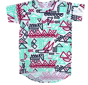 Girls Short Sleeve Tunic Top sz 12-14 Hi-Lo Multicolor Geometric Gracie NWT - Picture 1 of 9