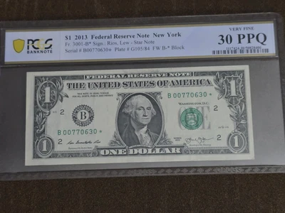 Lot of 4 2013 $1 duplicate serial numbers star notes graded  certified - Image 1 of 4