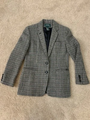 Куртка блейзер женская Lauren Ralph Lauren Houndstooth шерстяная смесь коричневая размер 4 - Изображение 1 из 4