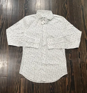 Express Button Up Shirt Men’s Small Extra Slim White AOP Cotton NEW - Picture 1 of 4