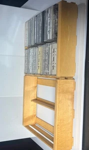 Set of 2 Wood Box Cassette Audio Storage Rack Wood Holds 22 - Picture 1 of 7