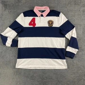 Polo Ralph Lauren vintage rugby camicia uomo XXL stemma blu righe bianche #4 preppy - Foto 1 di 14