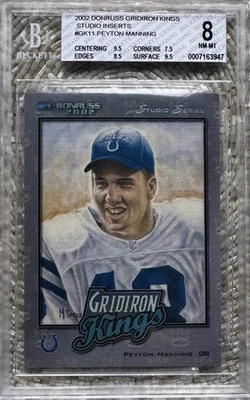 Donruss Gridiron Kings 2002 inserto de estudio/250 Peyton Manning BGS 8 Foto 1 de 2