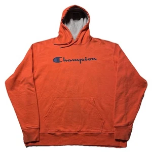 Champion Hoodie Men’s XL Orange Pullover Script Logo Hip Hop Hipster Sportswear - Picture 1 of 13