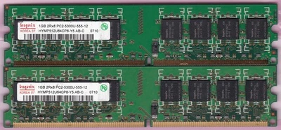 2GB 2x1GB PC2 5300 DDR2 HYNIX RAM KIT HYMP512U64CP8-Y5 AB-C Dell 3100 4700 5100 - Image 1 of 4