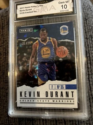2017 Panini Father's Day Cracked Ice BK 20/25 Kevin Durant #1 GMA 10 - Image 1 of 4