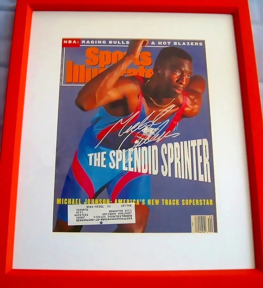 Michael Johnson signed autographed 1991 Sports Illustrated SI cover framed (JSA) - Image 1 of 1