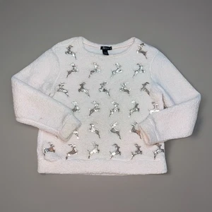Reindeer Sequin Sweater Womens Large Super Soft Cozy Miss Chievous - Picture 1 of 7