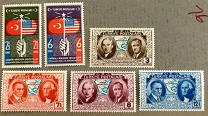 Estampillas de Roosevelt del 150 aniversario de la Constitución de Estados Unidos de Turquía 817-822 / 1939 / MLH - Imagen 1 de 2