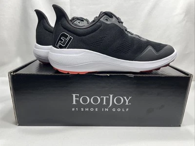 New Men's Footjoy Flex Golf Shoes - Black/Red - 56141 Spikeless Breathable NIB - Imagem 1 de 4