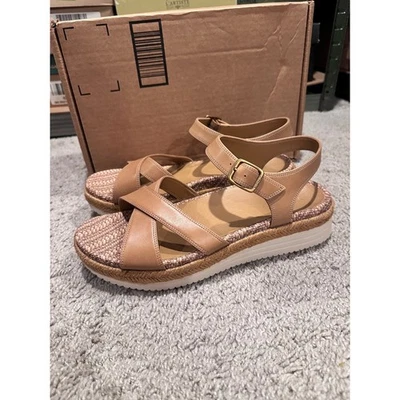 Vionic Platform Sandals Espadrille Ankle Strap Casual Tan Size 10 - Image 1 of 4