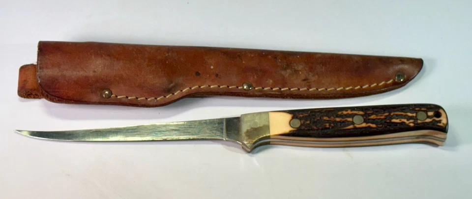 Schrade + USA 168 Uncle Henry Knife 10 Inch Length with 5" Fixed Blade Walleye - Image 1 of 4