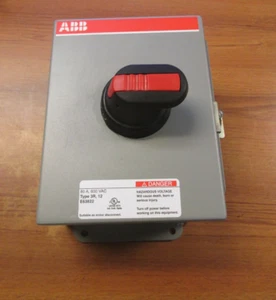 NEW. ABB DISCONNECT SWITCH RAINPROOF TYPE 3R, 80A, CAT# EOT63U3M3-P ... UK-206 - Picture 1 of 5