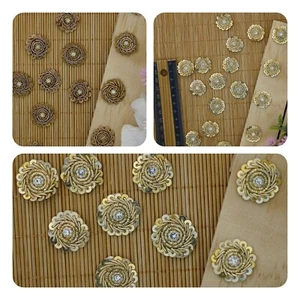12 pc Indian Rose Shape Applique Embroidery Sequence Zari Metallic colour Craft - Picture 1 of 10