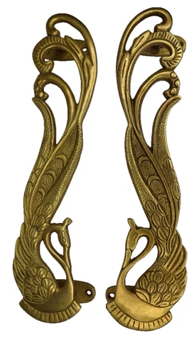 Peacock Shape Antique Style Handmade Brass Big Door Gate Pull Handles Home Decor Cover