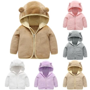 Toddler Baby Boy Girl Winter Windproof Hooded Coat Jacket Warm Fleece Outerwear - Picture 1 of 16