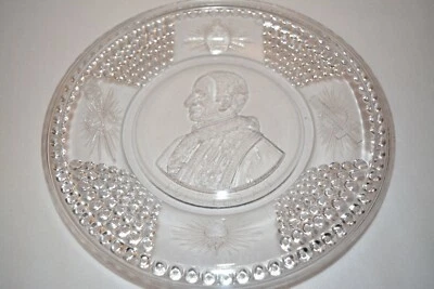 EAPG Pattern Glass Pope Leo XIII Round 10" Plate Bryce Higbee 1903 - Image 1 of 4