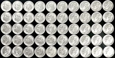 (50) 1963 UNITED STATES ROOSEVELT 10c DIME CHOICE ORIGINAL MINT STATE ROLL - Image 1 of 2