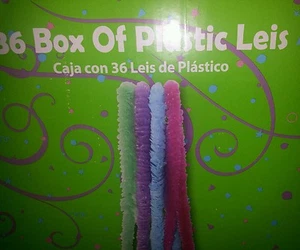 Party Box of 36 Leis Blue Pink Green Lavender Measures 18" Ages 8+ - Picture 1 of 3