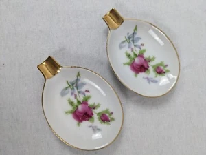 JUEGO DE DOS cenicero floral pintado a mano de colección para decoración del hogar - Imagen 1 de 3
