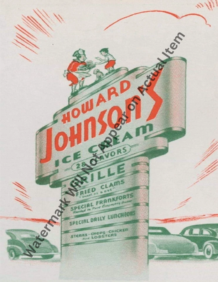 Howard Johnsons Sign Ice Cream Ad Vintage Photograph Print 8.5x11" - Image 1 of 1