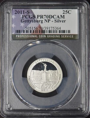 2011-S Gettysburg NP Silver Quarter - PCGS PR70DCAM Flag Label - ✪COINGIANTS✪ - Image 1 of 2