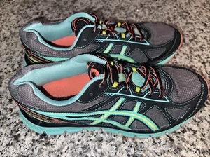Asics Womens Gel Scram 2 T3G7Q Black Teal Orange Running Shoes Lace Up Size 8 - Picture 1 of 7