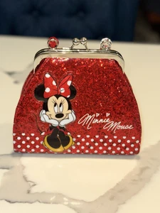Minnie Mouse Red Glitter Purse – Disney Parks Beaded Strap 7” - Picture 1 of 24