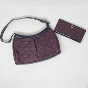 Vera Bradley Quilted Nylon Shoulder Tote Handbag & Wallet Eggplant Purple - Picture 1 of 12
