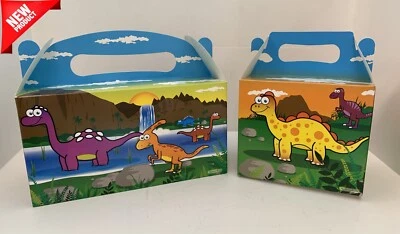 DINOSAURIO Cajas de Fiesta de Cumpleaños Niños Picnic Comida Caja Bolsa de Botín Plato HB Foto 1 de 4