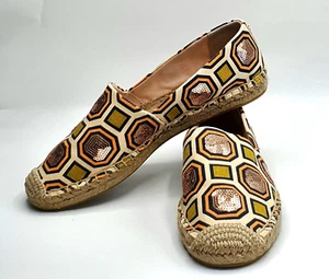 Tory Burch Cecily Embellished Espadrille Slip On Flats Size 7 Gold Sequins EUC - Picture 1 of 10