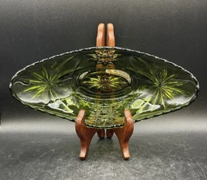 Anchor Hocking EAPC Presscut Green Glass Star of David Banana Trinket Boat Vtg - Picture 1 of 20