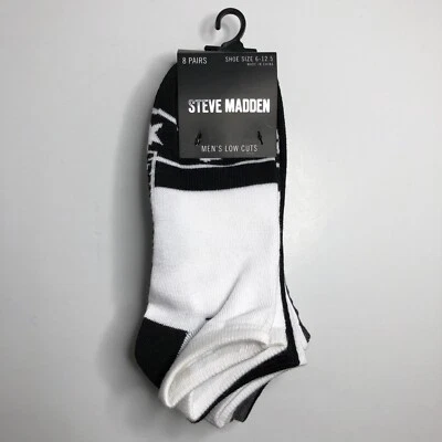 Calcetines de corte bajo 8 pares blancos negros grises estrellas y logotipo de Steve Madden Foto 1 de 4